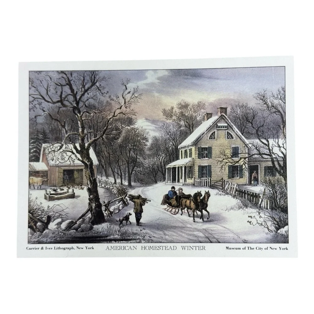 Set of 4 Currier & Ives Lithographs – “American Homestead” Seasons Collection